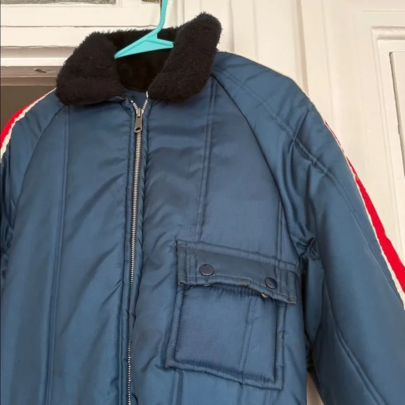 JC Penny vintage snow suit with Red and White Stripes 4 - Picture 2 of 8